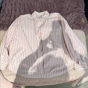 Pistola pink and White Striped Button-Up Shirt